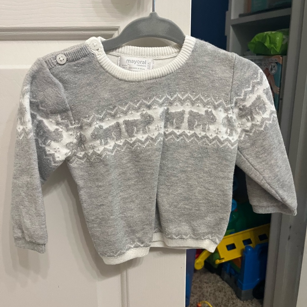 Mayoral grey reindeer sweater 4-6 months